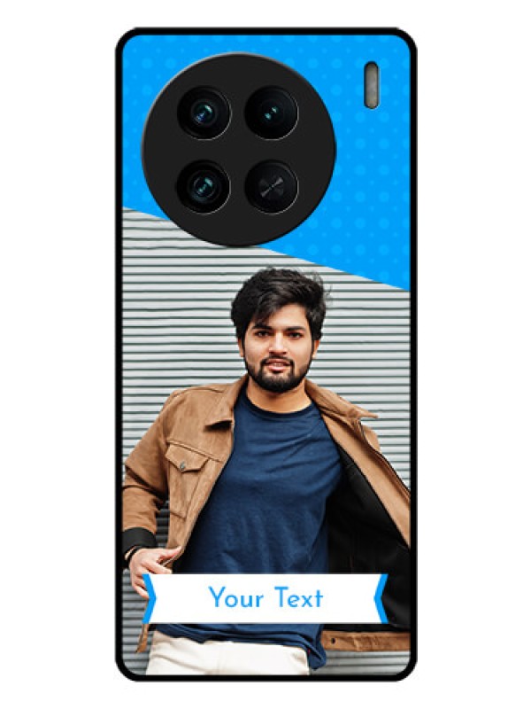 Custom Vivo X90 Pro 5G Photo Printing on Glass Case - Simple Blue Color Design