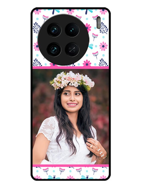 Custom Vivo X90 Pro 5G Photo Printing on Glass Case - Colorful Flower Design