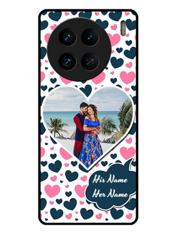 Custom Vivo X90 Pro 5G Custom Glass Phone Case - Pink & Blue Heart Design