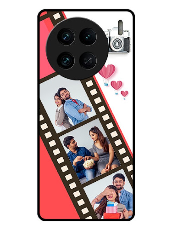 Custom Vivo X90 Pro 5G Personalized Glass Phone Case - 3 Image Holder with Film Reel