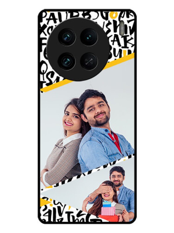 Custom Vivo X90 Pro 5G Custom Glass Mobile Case - Letters Pattern Design