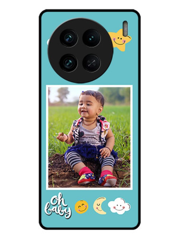 Custom Vivo X90 Pro 5G Personalized Glass Phone Case - Smiley Kids Stars Design