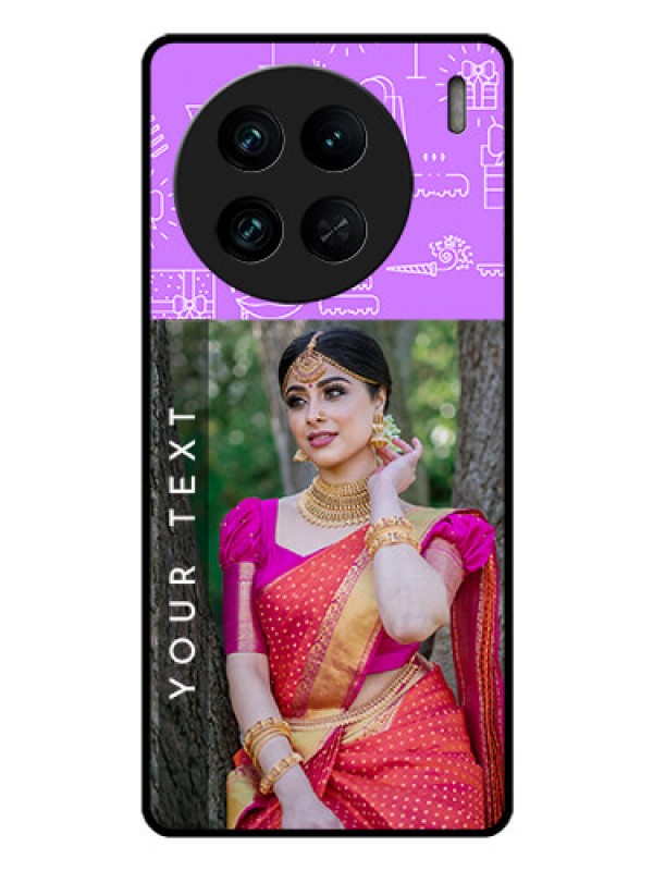 Custom Vivo X90 Pro 5G Custom Glass Mobile Case - Birthday Icons Design