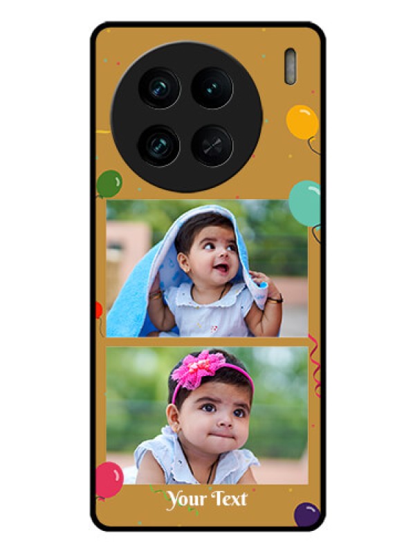 Custom Vivo X90 Pro 5G Personalized Glass Phone Case - Image Holder with Birthday Celebrations Design