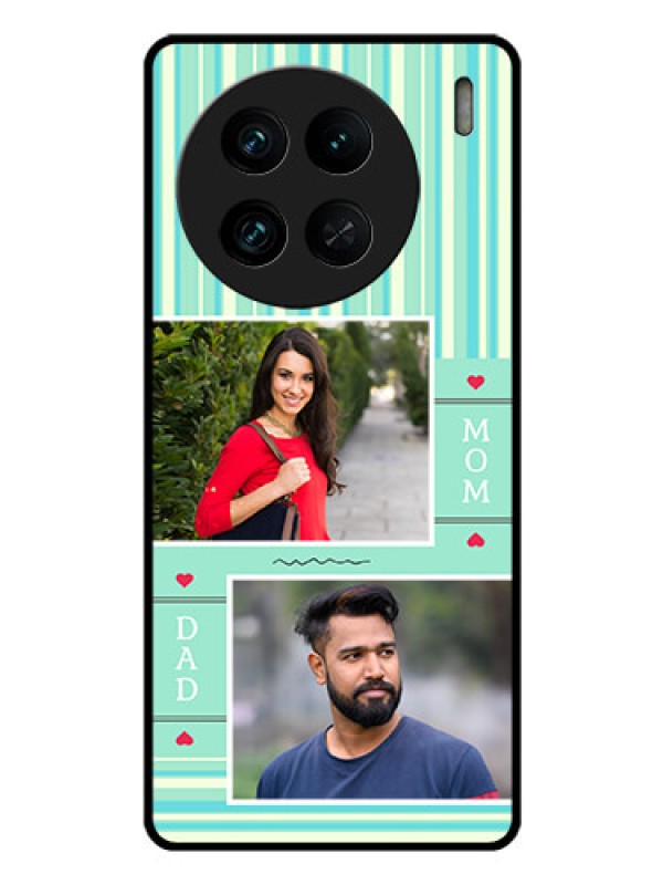 Custom Vivo X90 Pro 5G Custom Glass Phone Case - Mom & Dad Pic Design