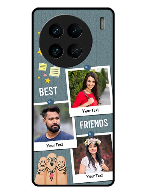 Custom Vivo X90 Pro 5G Personalized Glass Phone Case - Sticky Frames and Friendship Design