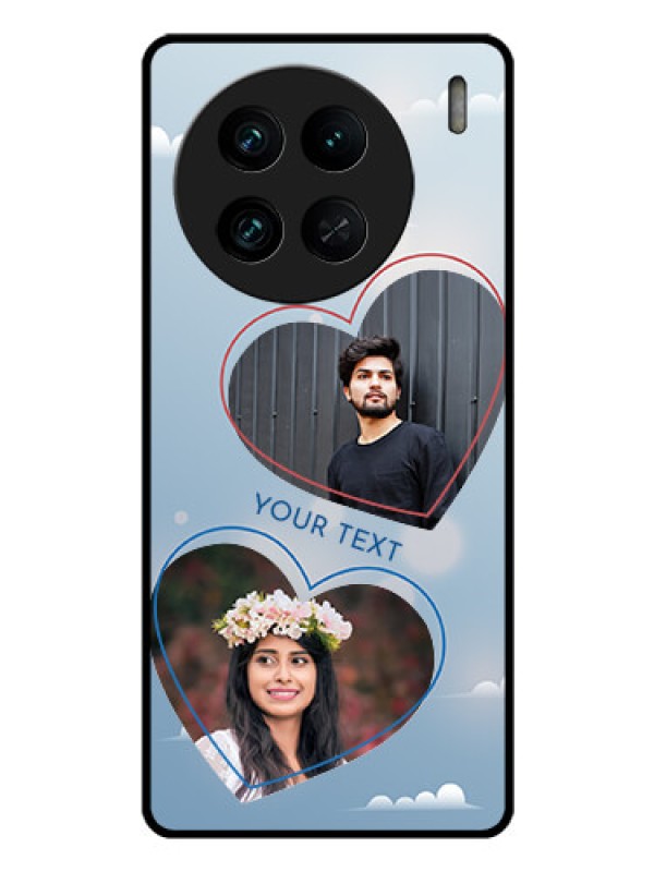 Custom Vivo X90 Pro 5G Custom Glass Mobile Case - Blue Color Couple Design