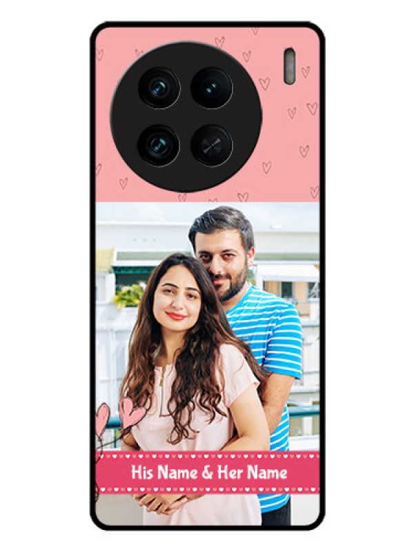 Custom Vivo X90 Pro 5G Personalized Glass Phone Case - Love Design Peach Color