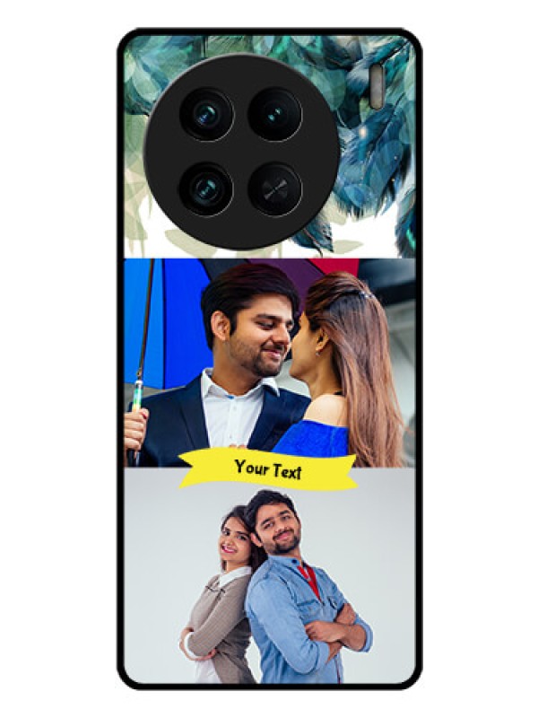 Custom Vivo X90 Pro 5G Personalized Glass Phone Case - Image with Boho Peacock Feather Design