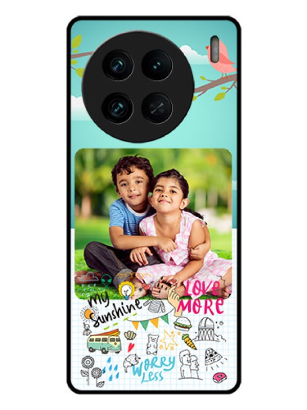 Custom Vivo X90 Pro 5G Photo Printing on Glass Case - Doodle love Design