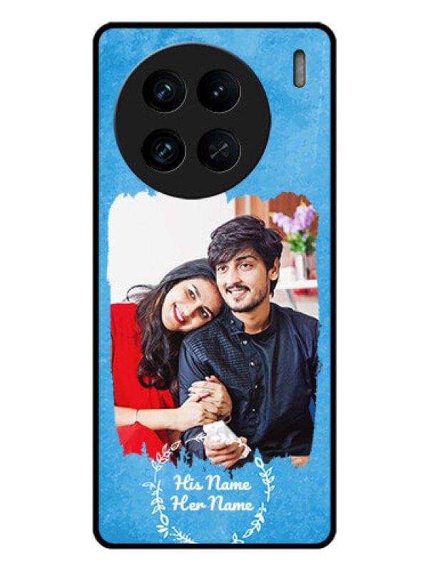 Custom Vivo X90 Pro 5G Custom Glass Phone Case - Blue Color Vintage Design