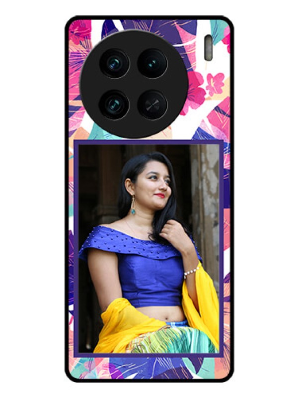 Custom Vivo X90 Pro 5G Custom Glass Mobile Case - Abstract Floral Design