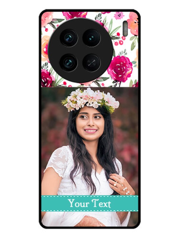 Custom Vivo X90 Pro 5G Custom Glass Phone Case - Watercolor Floral Design