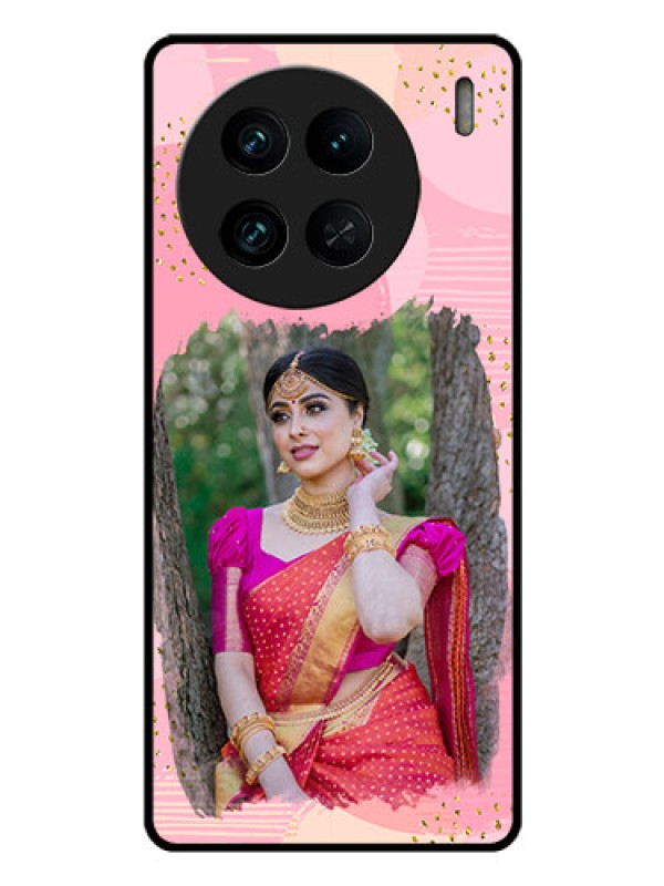 Custom Vivo X90 Pro 5G Personalized Glass Phone Case - Gold Glitter Splash Design