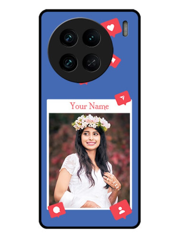 Custom Vivo X90 Pro 5G Custom Glass Phone Case - Like Share And Comment Design