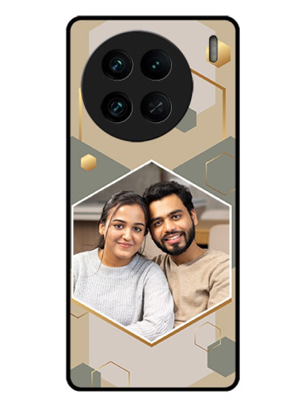 Custom Vivo X90 Pro 5G Photo Printing on Glass Case - Stylish Hexagon Pattern Design