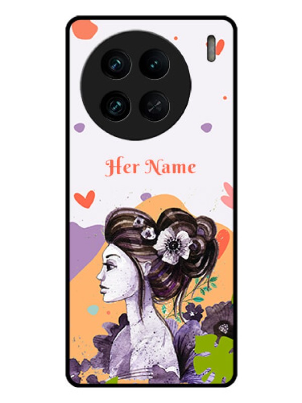 Custom Vivo X90 Pro 5G Personalized Glass Phone Case - Woman And Nature Design