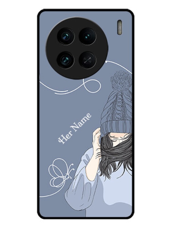 Custom Vivo X90 Pro 5G Custom Glass Mobile Case - Girl in winter outfit Design