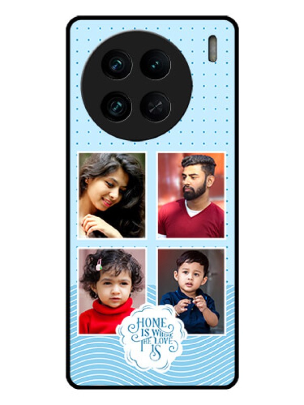 Custom Vivo X90 Pro 5G Custom Glass Phone Case - Cute love quote with 4 pic upload Design
