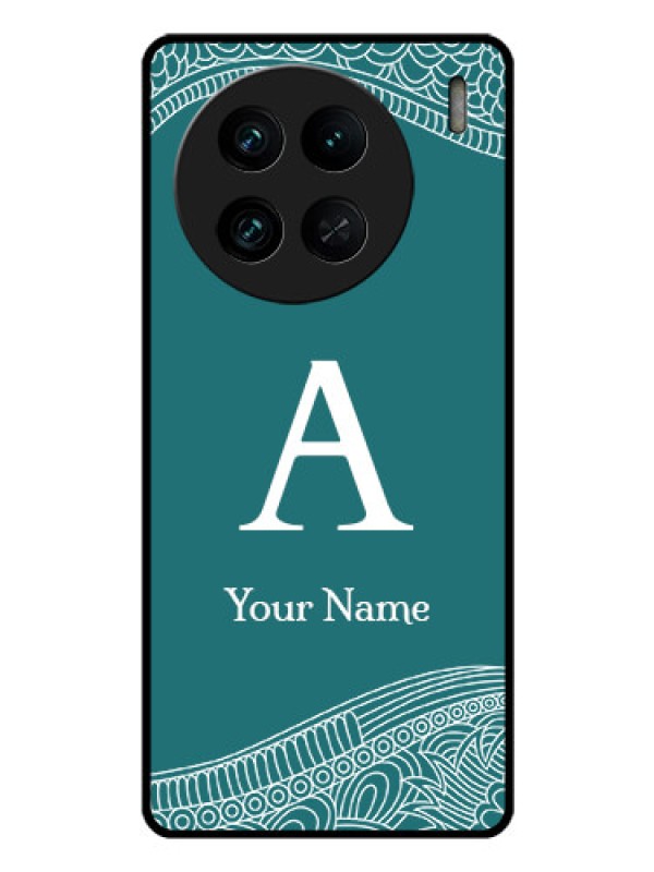 Custom Vivo X90 Pro 5G Personalized Glass Phone Case - line art pattern with custom name Design