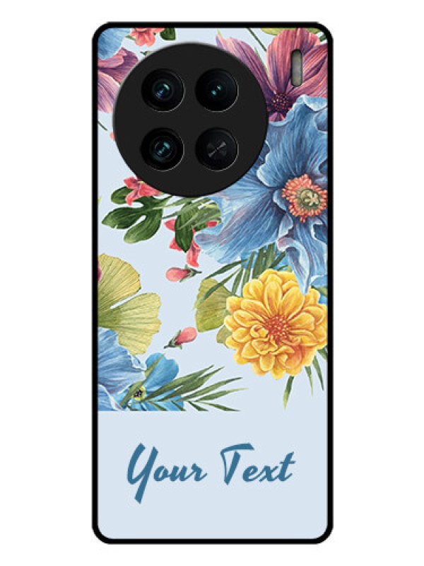 Custom Vivo X90 Pro 5G Custom Glass Mobile Case - Stunning Watercolored Flowers Painting Design
