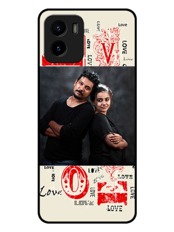 Custom Vivo Y01 Photo Printing on Glass Case - Trendy Love Design Case