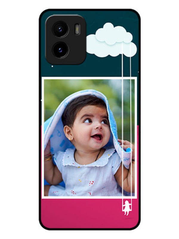 Custom Vivo Y01 Custom Glass Phone Case - Cute Girl with Cloud Design