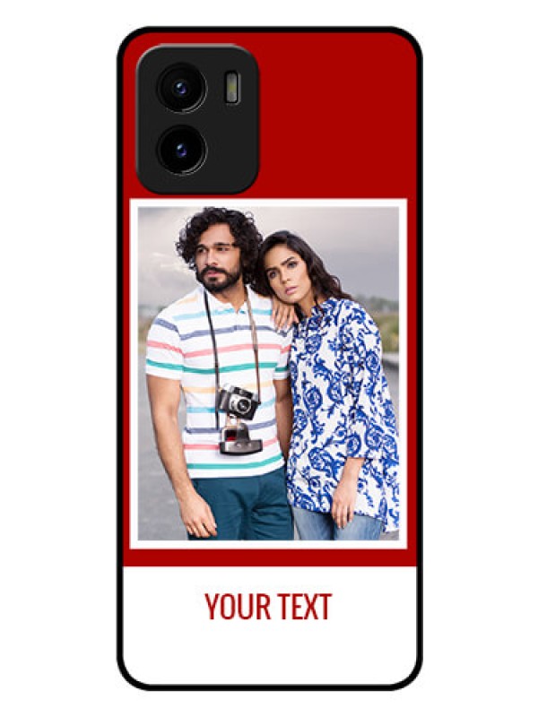 Custom Vivo Y01 Personalized Glass Phone Case - Simple Red Color Design