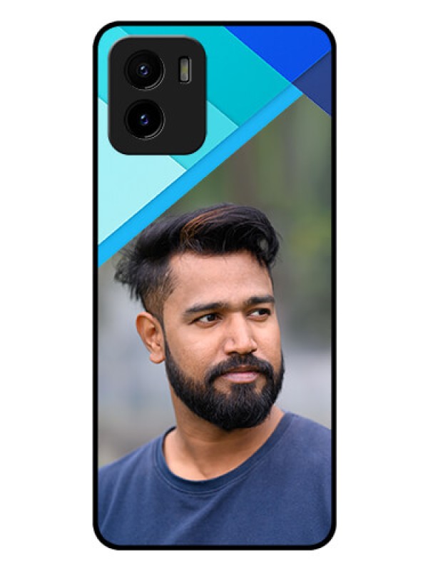 Custom Vivo Y01 Custom Glass Phone Case - Blue Pattern Design