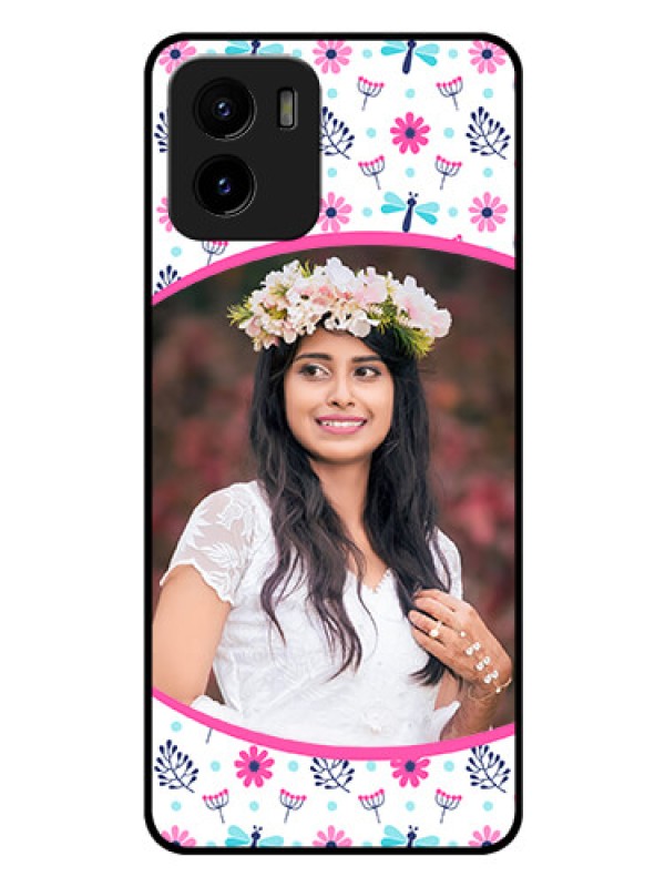 Custom Vivo Y01 Photo Printing on Glass Case - Colorful Flower Design