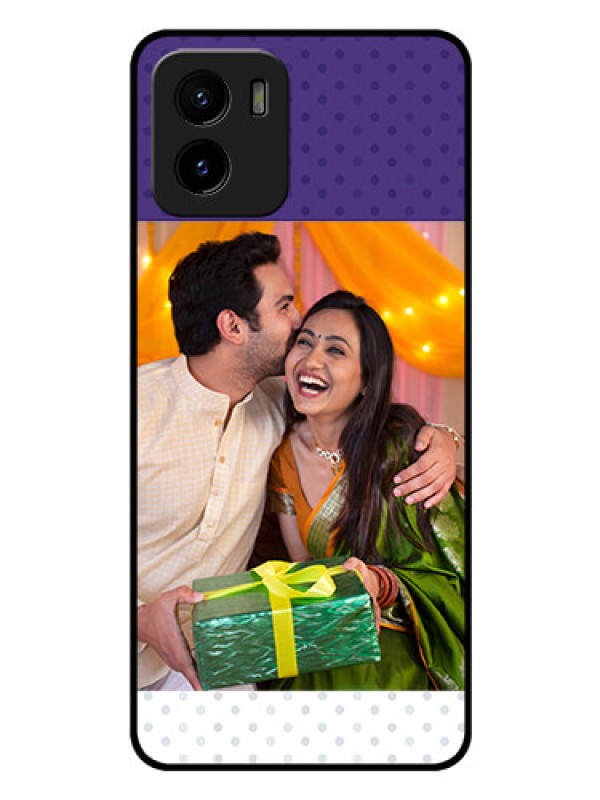 Custom Vivo Y01 Personalized Glass Phone Case - Violet Pattern Design