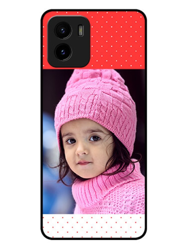 Custom Vivo Y01 Photo Printing on Glass Case - Red Pattern Design