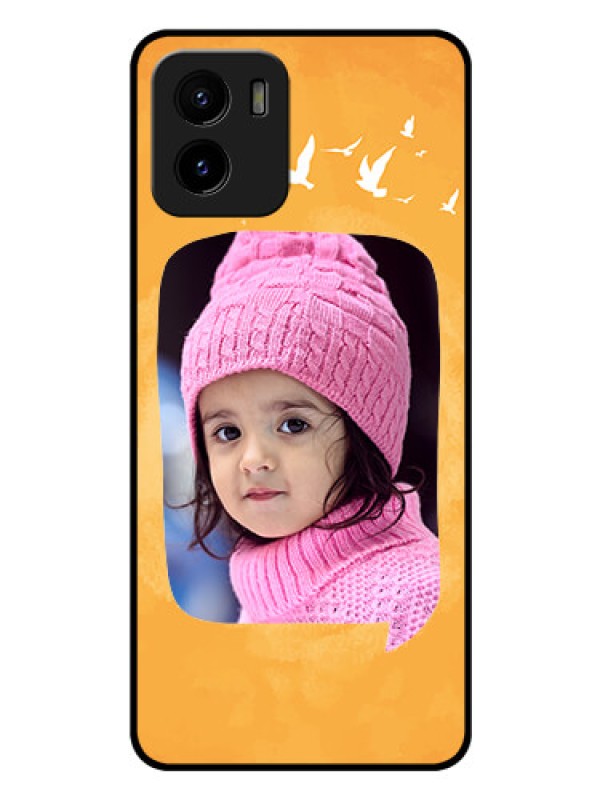 Custom Vivo Y01 Personalized Glass Phone Case - Water Color Design with Bird Icons