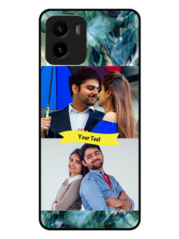 Custom Vivo Y01 Personalized Glass Phone Case - Image with Boho Peacock Feather Design