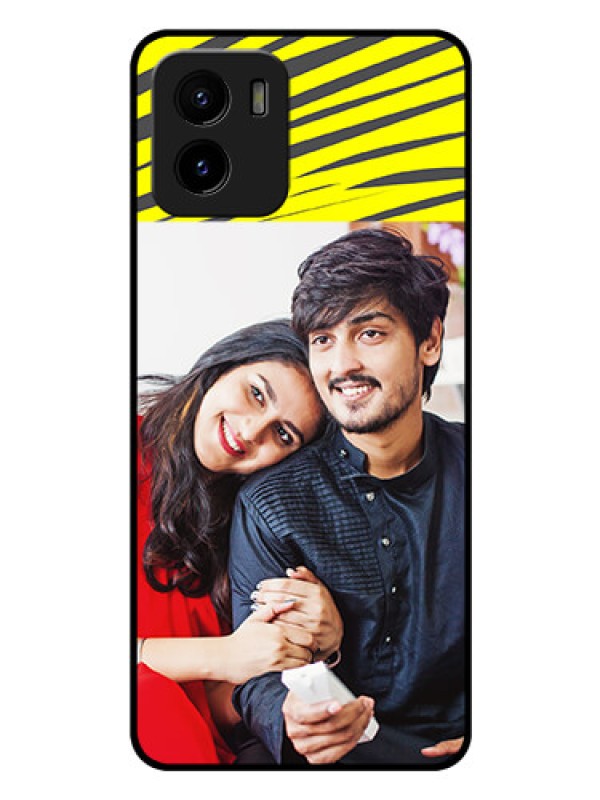 Custom Vivo Y01 Photo Printing on Glass Case - Yellow Abstract Design