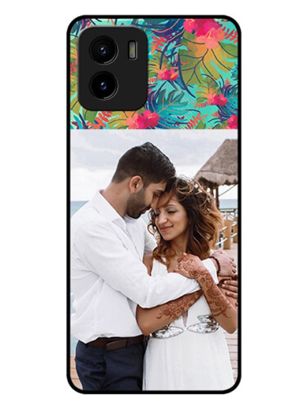 Custom Vivo Y01 Photo Printing on Glass Case - Watercolor Floral Design