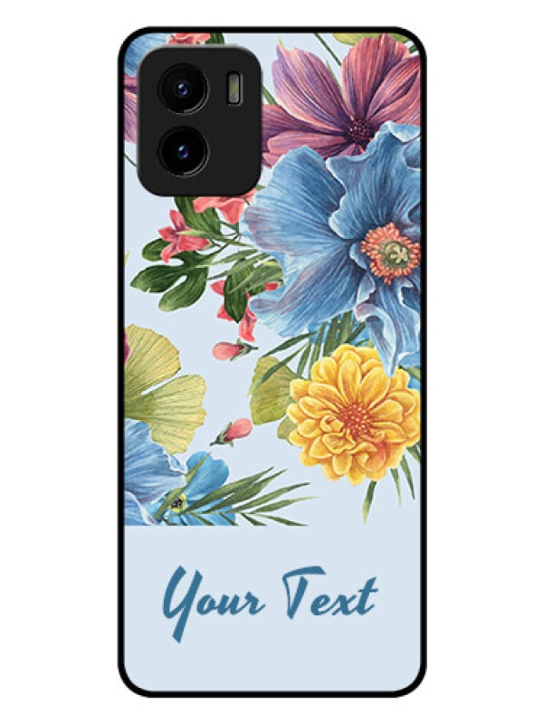 Custom Vivo Y01 Custom Glass Mobile Case - Stunning Watercolored Flowers Painting Design