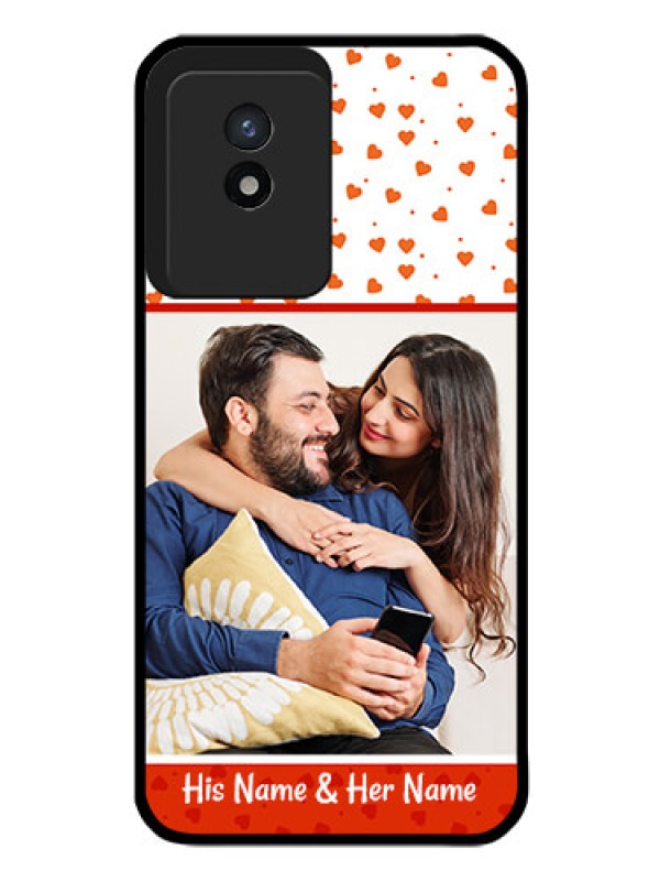 Custom Vivo Y02 Custom Glass Phone Case - Orange Love Symbol Design