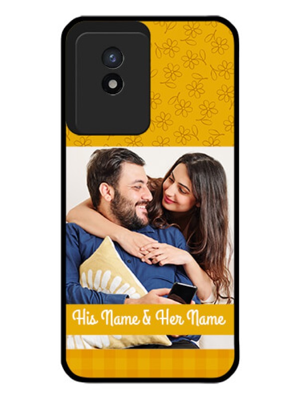 Custom Vivo Y02 Custom Glass Mobile Case - Yellow Floral Design
