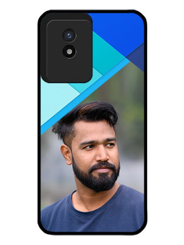Custom Vivo Y02 Custom Glass Phone Case - Blue Pattern Design