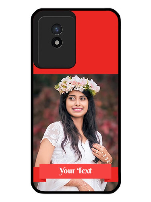 Custom Vivo Y02 Custom Glass Phone Case - Simple Red Color Design