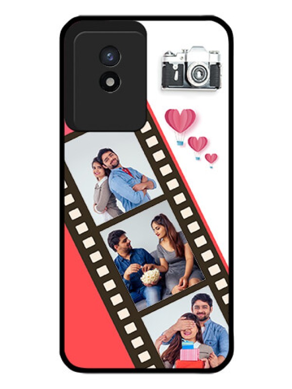Custom Vivo Y02 Personalized Glass Phone Case - 3 Image Holder with Film Reel