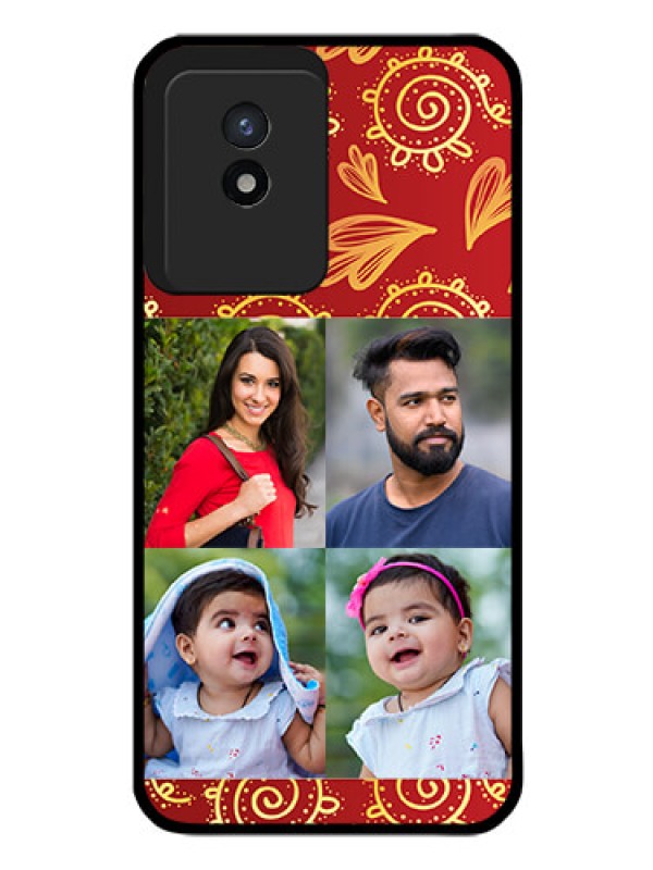 Custom Vivo Y02 Photo Printing on Glass Case - 4 Image Traditional Design