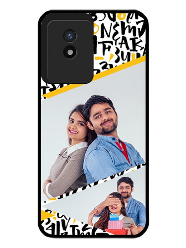 Custom Vivo Y02 Custom Glass Mobile Case - Letters Pattern Design