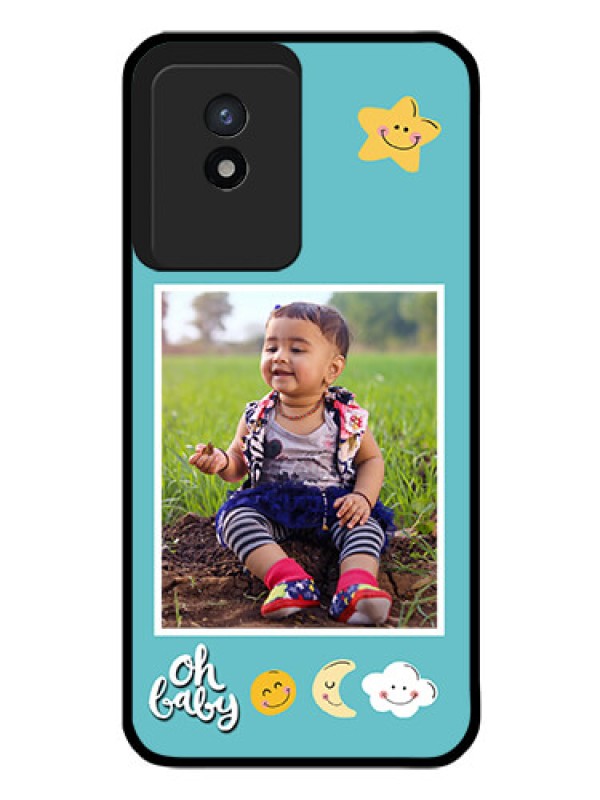 Custom Vivo Y02 Personalized Glass Phone Case - Smiley Kids Stars Design