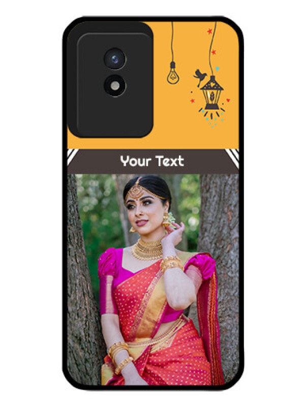 Custom Vivo Y02 Custom Glass Mobile Case - with Family Picture and Icons