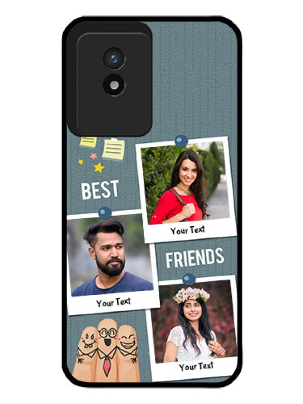 Custom Vivo Y02 Personalized Glass Phone Case - Sticky Frames and Friendship Design