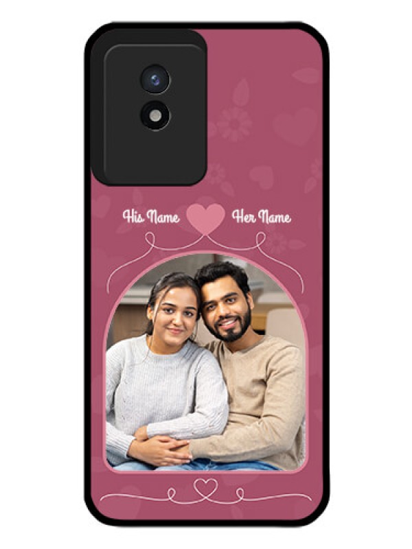 Custom Vivo Y02 Photo Printing on Glass Case - Love Floral Design