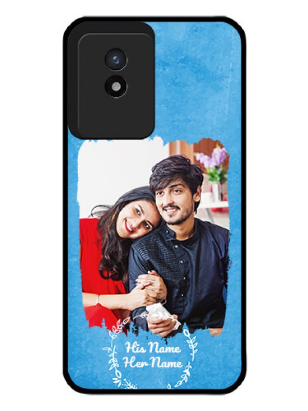 Custom Vivo Y02 Custom Glass Phone Case - Blue Color Vintage Design