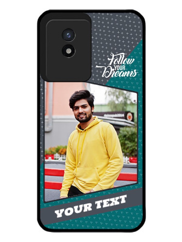 Custom Vivo Y02 Personalized Glass Phone Case - Background Pattern Design with Quote
